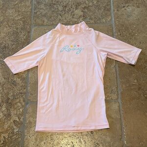 ROXY Girls Kids Light Pink Short Sleeve Rashguard Top Size 12Y